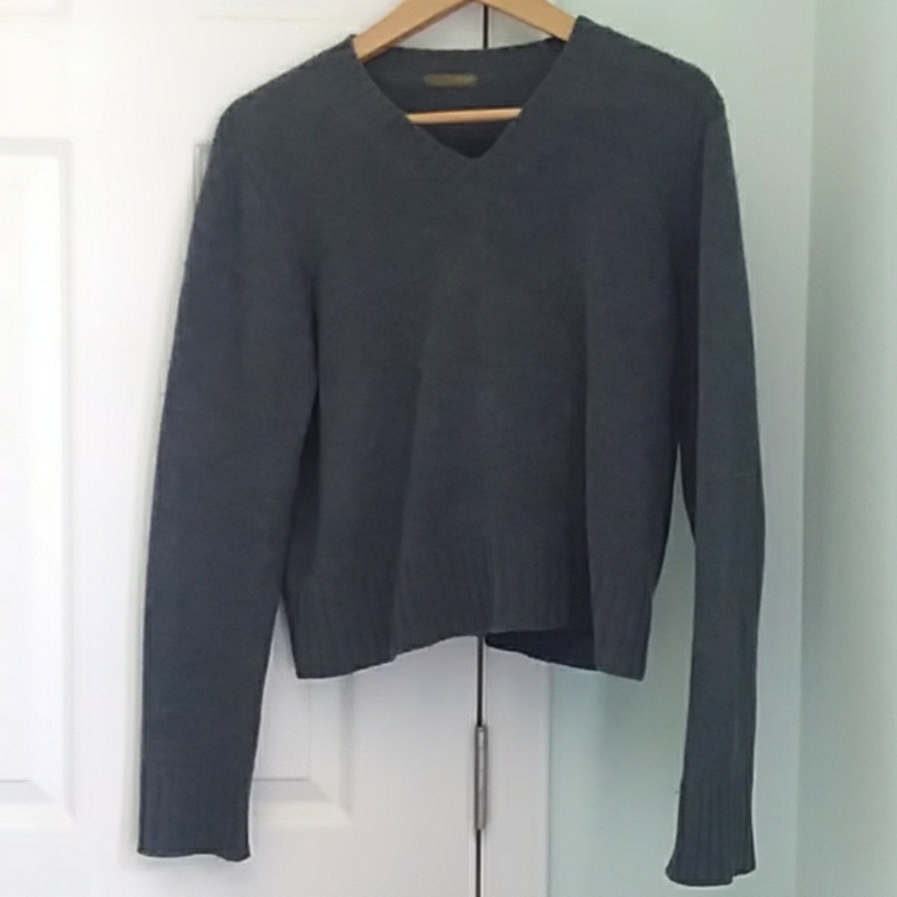 J Crew steel blue grey woven pullover sweater